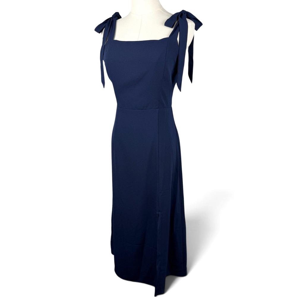 NWT Petal and Pup Laurel Dress Navy Blue Tie Shoulder Smocked Midi Dress Size 6 - Picture 3 of 11